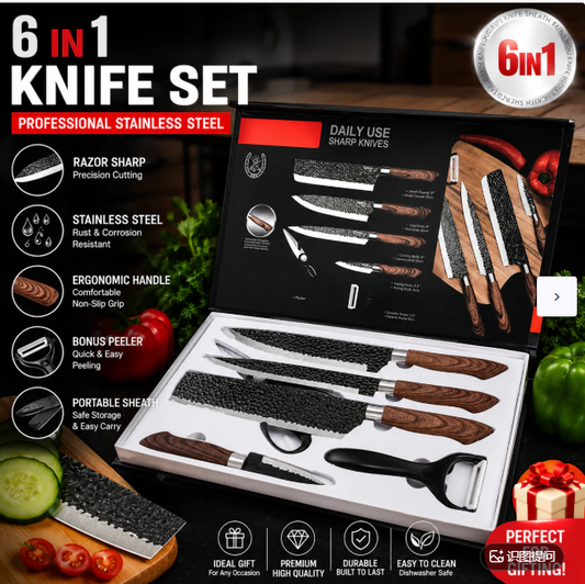 Professional Chef's Knife Set - 6Pcs Set